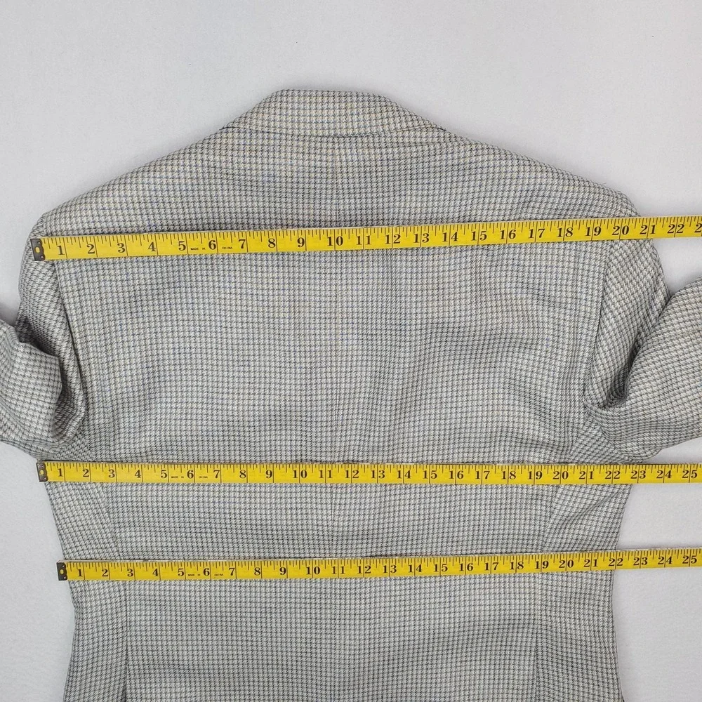 Samuelsohn Blazer Mens 44L Beige Blue Silk Check Tweed Sport Coat Jacket Canada